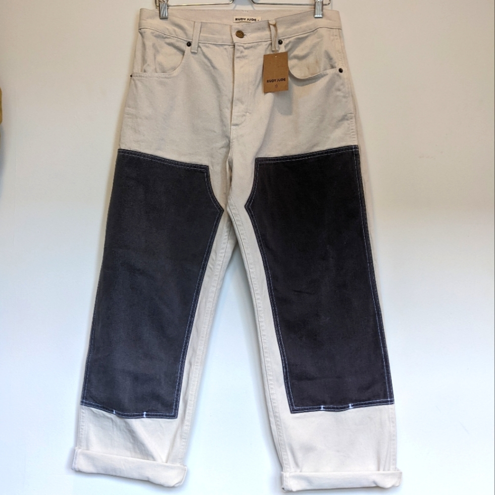 RUDY JUDE Colorblock Utility Jeans in Ink NWT Size 4